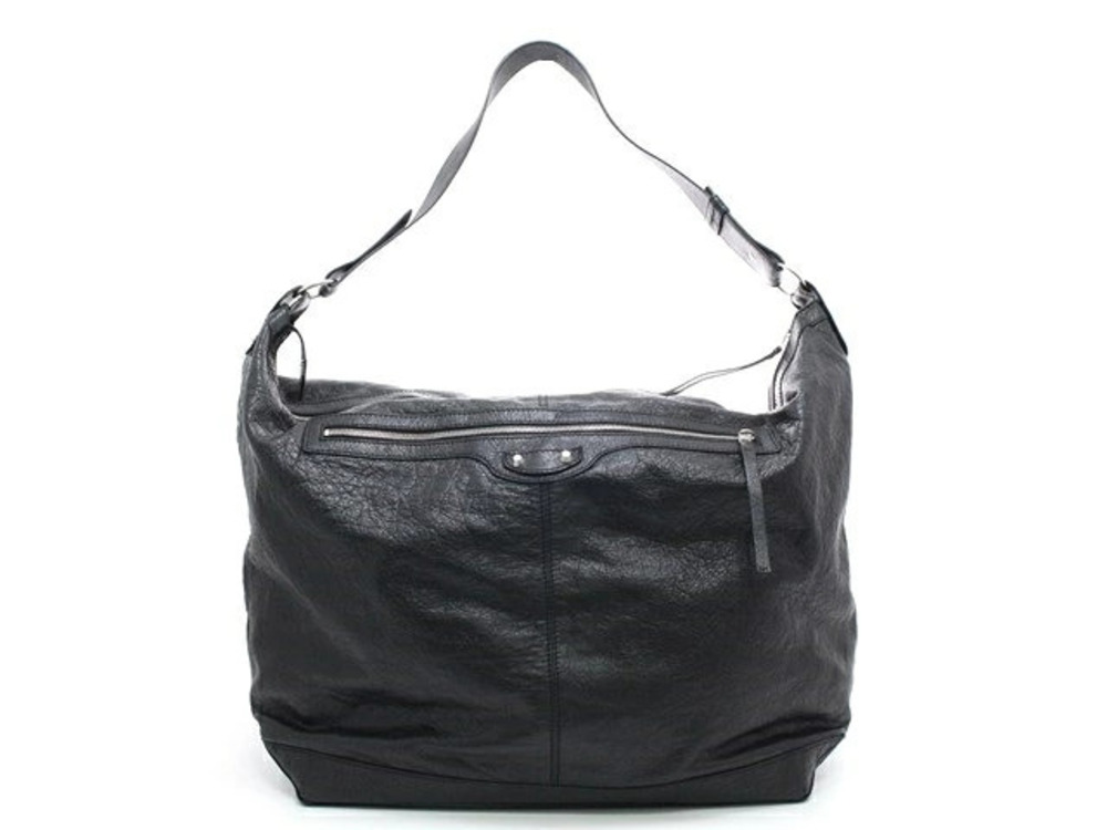 Balenciaga Courier Boston Bag Shoulder Black Calfskin